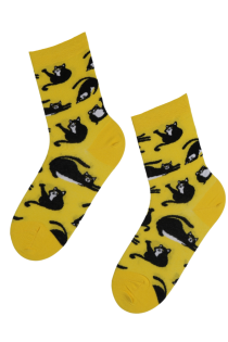 FURRY yellow socks with cats | BestSockDrawer.com