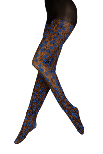 GIA tights with a blue floral pattern | BestSockDrawer.com