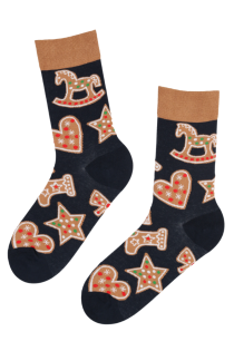 GINGER cotton socks with gingerbreads | BestSockDrawer.com