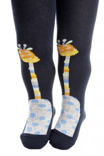 GIRAFFE dark blue tights for babies | BestSockDrawer.com