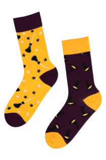 HOCUS POCUS Halloween socks with brooms and witch hats | BestSockDrawer.com