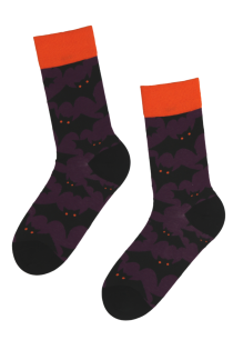 LUCIFER Purple Halloween Socks with Bats | BestSockDrawer.com