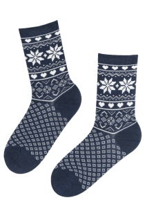 LAPLAND dark blue cotton socks with winter motifs | BestSockDrawer.com