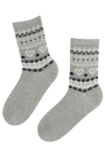 LAPLAND gray cotton socks with winter motifs | BestSockDrawer.com