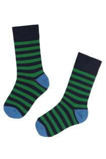 JOEL green striped cotton socks for children | BestSockDrawer.com