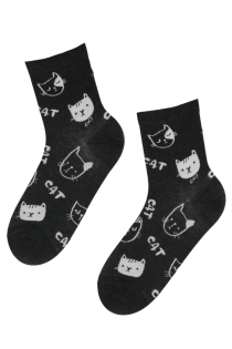 CAT GIRL grey cotton socks with cats | BestSockDrawer.com