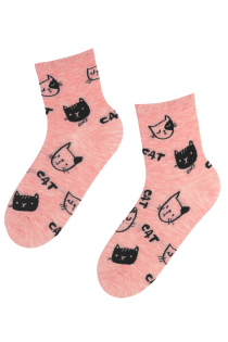 CAT GIRL pink cotton socks with cats | BestSockDrawer.com