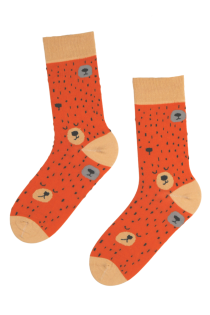 KARDO orange cotton socks with bears for men | BestSockDrawer.com