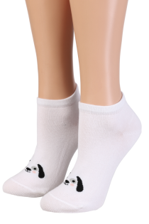 WHITE DOG low-cut socks with a dog | BestSockDrawer.com