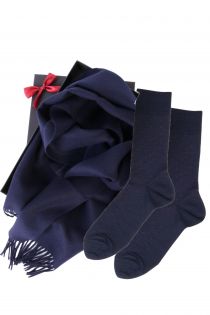 Alpaca wool scarf and dark blue VEIKO socks gift box for men | BestSockDrawer.com