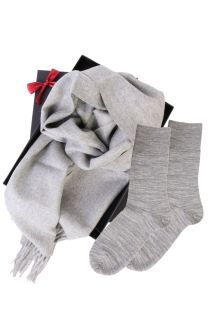 Alpaca wool scarf and DOORA gray socks gift box for women | BestSockDrawer.com