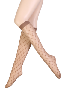 MADRAS sheer beige patterned knee-highs | BestSockDrawer.com