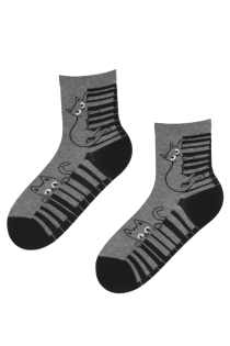 MELODY gray cotton socks with cats | BestSockDrawer.com