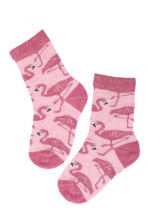 MIAMI angora wool socks with flamingos for kids | BestSockDrawer.com