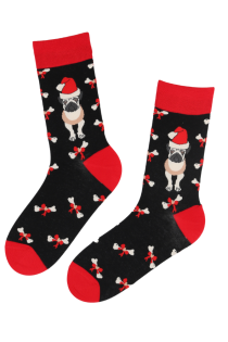 MIKAEL black cotton socks with pugs | BestSockDrawer.com