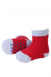 MIKK cozy dark red home socks for babies | BestSockDrawer.com