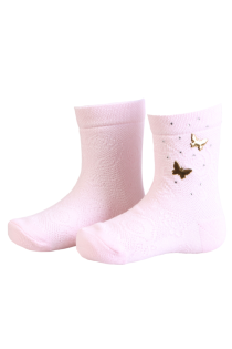 MONALISA pink socks with butterflies for babies | BestSockDrawer.com