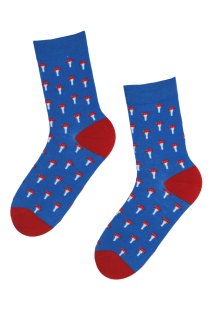 MORRIS blue cotton socks with a mushroom pattern | BestSockDrawer.com