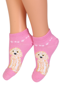 MUKI pink socks with dogs for kids | BestSockDrawer.com