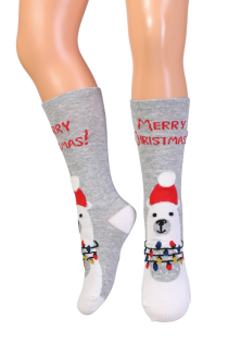 NICHOLAS gray polar bear socks for children | BestSockDrawer.com