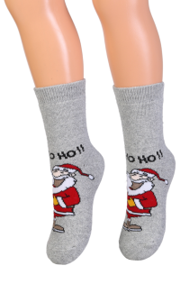 NOEL silver Christmas socks for kids | BestSockDrawer.com