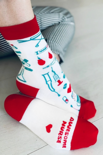 NURSE white cotton socks | BestSockDrawer.com