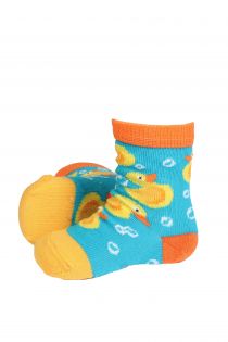 PARDIRALLI blue and orange baby socks with anti-slip soles | BestSockDrawer.com