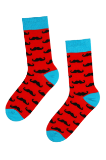 PELLE red cotton socks with moustache pattern for men | BestSockDrawer.com