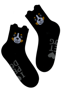 PET DOG black cotton socks with dogs | BestSockDrawer.com