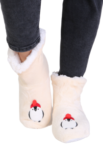 PINGU creamy white soft slippers | BestSockDrawer.com