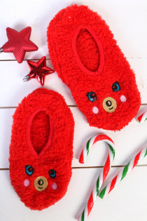 PUFFY red home slippers for kids | BestSockDrawer.com