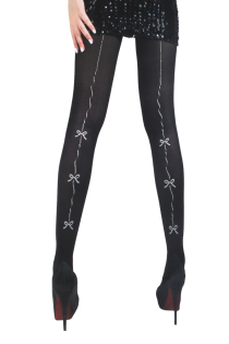 RIBBON black tights with silver details | BestSockDrawer.com
