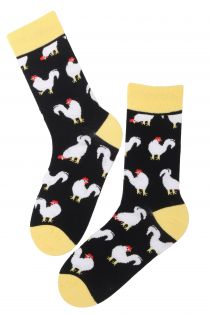 ROOSTER DAD cotton Easter socks with roosters | BestSockDrawer.com