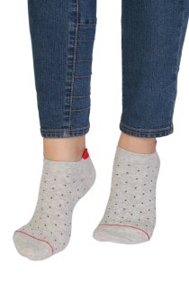 RUBY gray low-cut socks with dots | BestSockDrawer.com