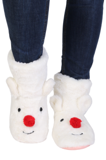 RUDOLPH white soft slippers | BestSockDrawer.com
