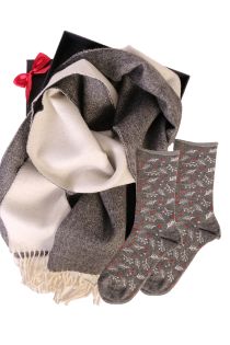 Alpaca wool two sided scarf and WONDERLAND socks gift box for women | BestSockDrawer.com