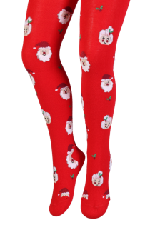SANTA CLAUS red tights with Santas for kids | BestSockDrawer.com
