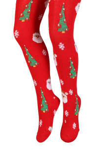 SANTA CLAUS red Christmas tights for kids | BestSockDrawer.com