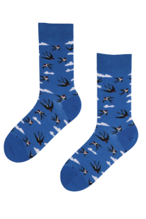 SKY men's blue socks with swallows | BestSockDrawer.com