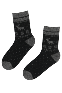 SNOWFALL black wool socks | BestSockDrawer.com