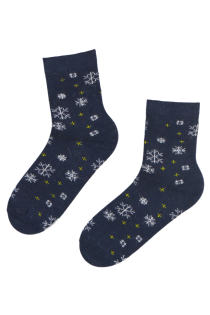 SNOWY dark blue wool socks | BestSockDrawer.com