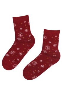 SNOWY red wool socks | BestSockDrawer.com