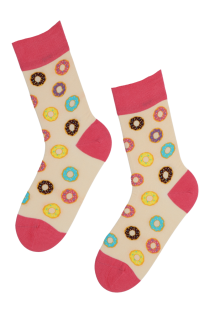 COLORFUL DONUTS beige socks with donuts | BestSockDrawer.com