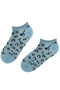 FREYA blue low-cut socks with a leopard print | BestSockDrawer.com
