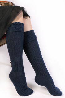 LENNA dark blue angora wool knee-highs | BestSockDrawer.com