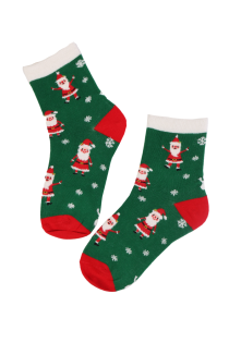 MAIE green Christmas socks with elves for children | BestSockDrawer.com