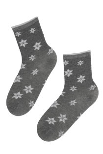 MERRY grey socks with snowflakes | BestSockDrawer.com