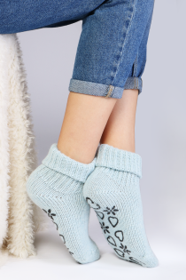 MINNA light blue warm socks with anti-slip soles | BestSockDrawer.com
