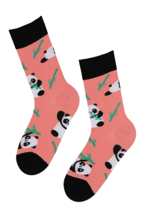 FLUFFY PANDA pink socks with pandas | BestSockDrawer.com