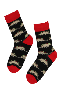 BART black cotton socks with taco dinosaurs | BestSockDrawer.com